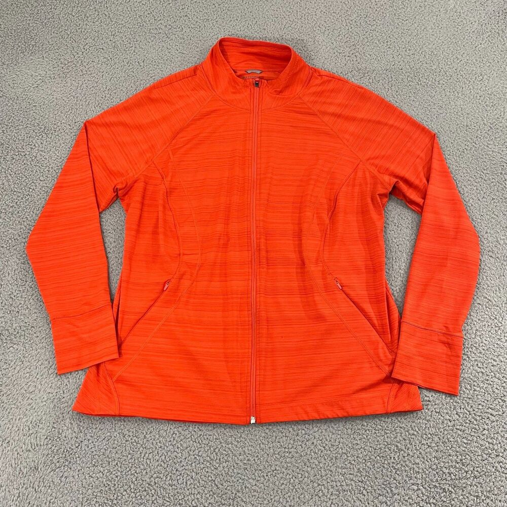 Athleta Pacifica Illume Jacket Women 2X Orange UV Yoga Athleisure Full Zip‎